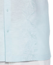 Linen Blend Tropical Embroidery Panel Shirt (Aquatic) 
