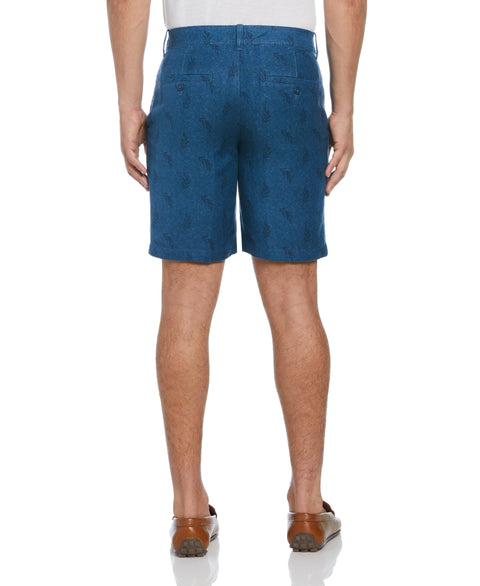 Linen Blend Tropical Leaf Print Short (Titan) 