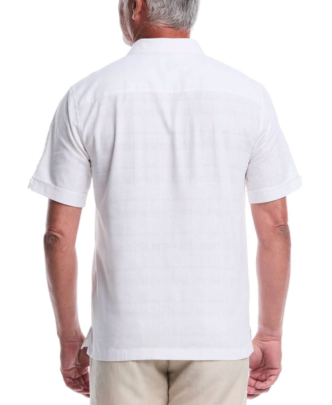 Linen Blend Tropical Print Shirt (Brilliant White) 