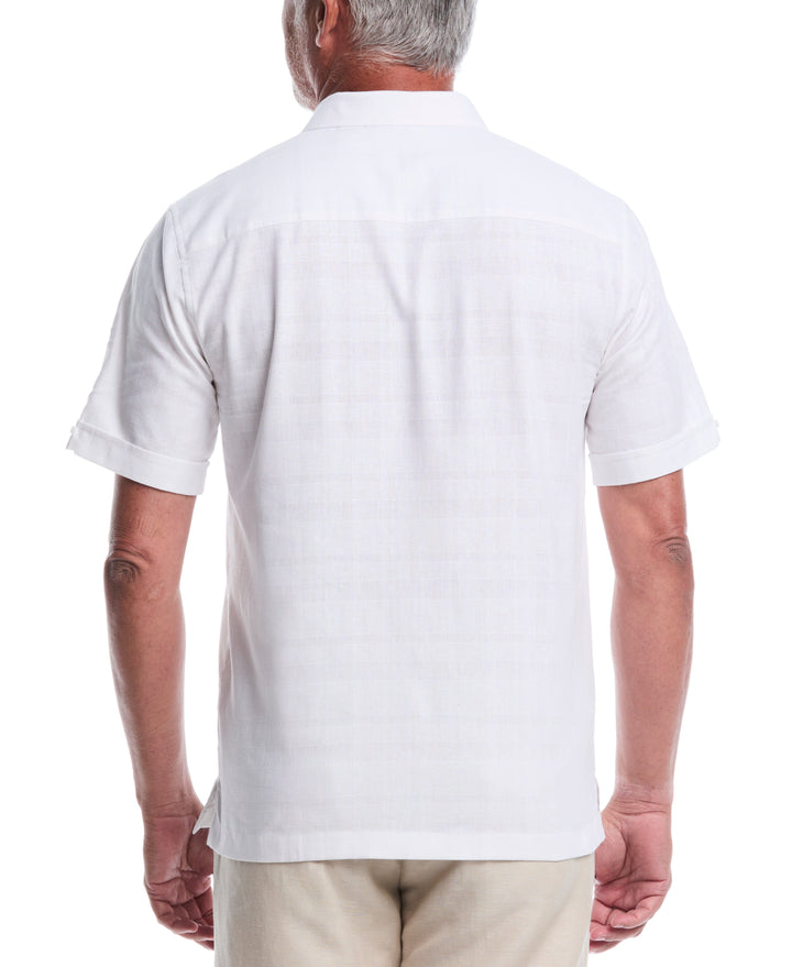 Linen Blend Tropical Print Shirt (Brilliant White) 