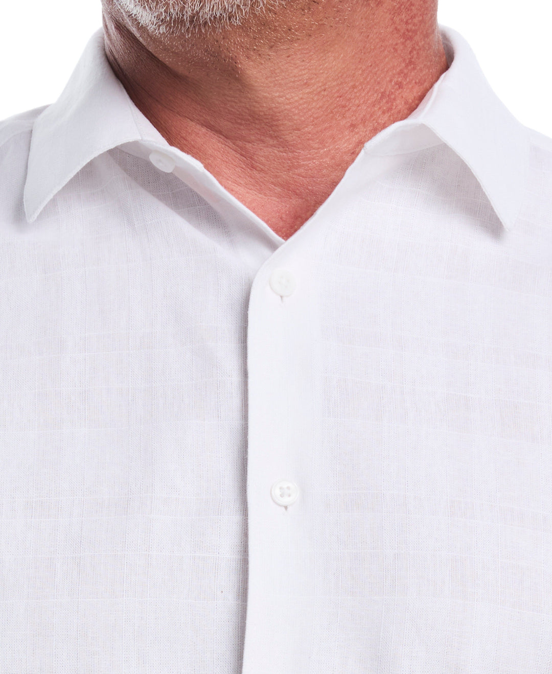 Linen Blend Tropical Print Shirt (Brilliant White) 