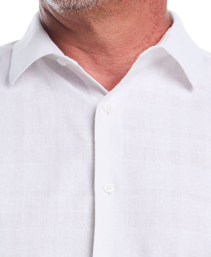 Linen Blend Tropical Print Shirt (Brilliant White) 