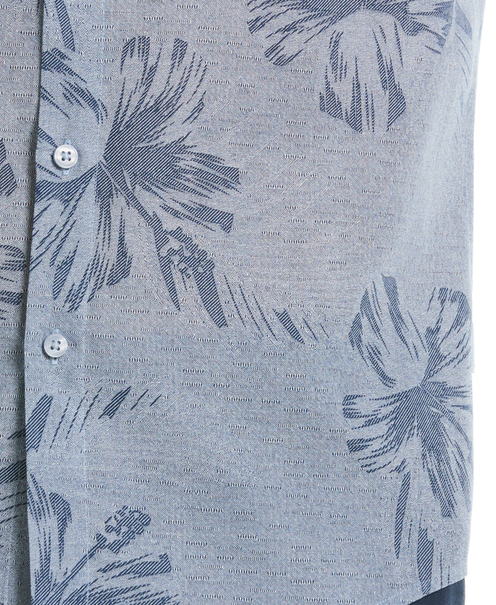Men's Linen Blend Tropical Print Shirt (Ensign Blue) 