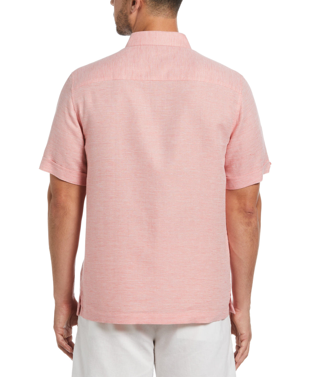 Linen Blend Tuck Panel Dobby Shirt (Spiced Coral) 