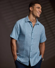 Linen Blend Tuck Panel Dobby Shirt-Casual Shirts-Cubavera