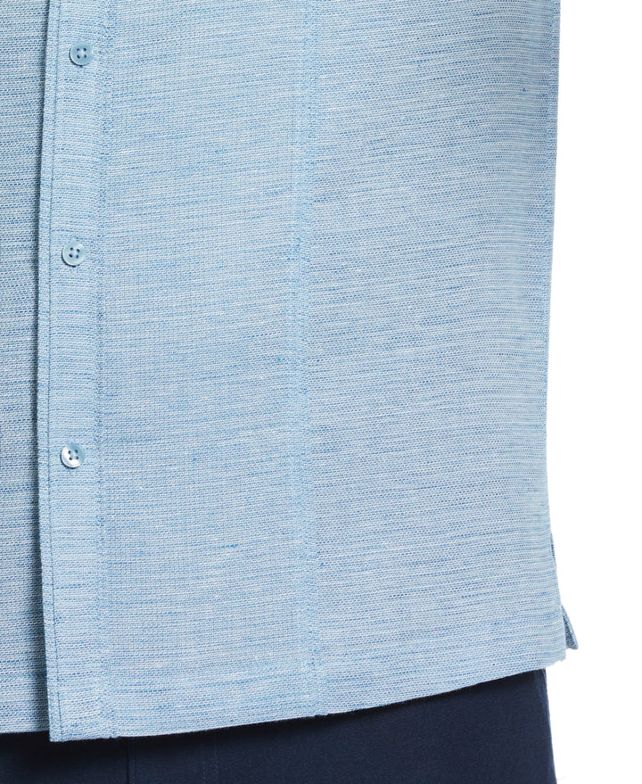 Linen Blend Tuck Panel Dobby Shirt (Blue Sapphire) 