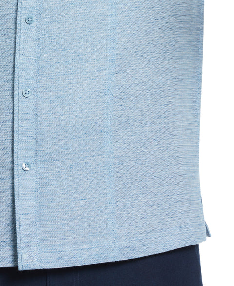 Linen Blend Tuck Panel Dobby Shirt (Blue Sapphire) 