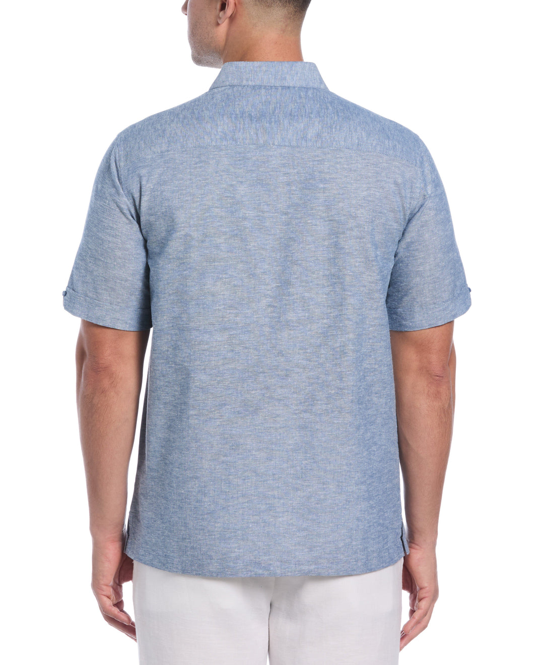 Linen Blend Tuck Panel Shirt (Dark Blue) 