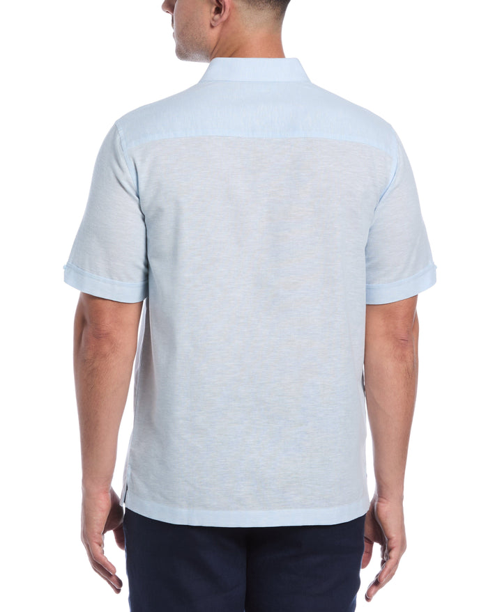 Linen Blend Tuck Panel Shirt (Dream Blue) 