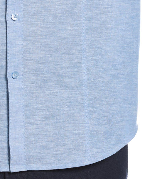 Linen Blend Tuck Panel Shirt (Parisian Blue) 