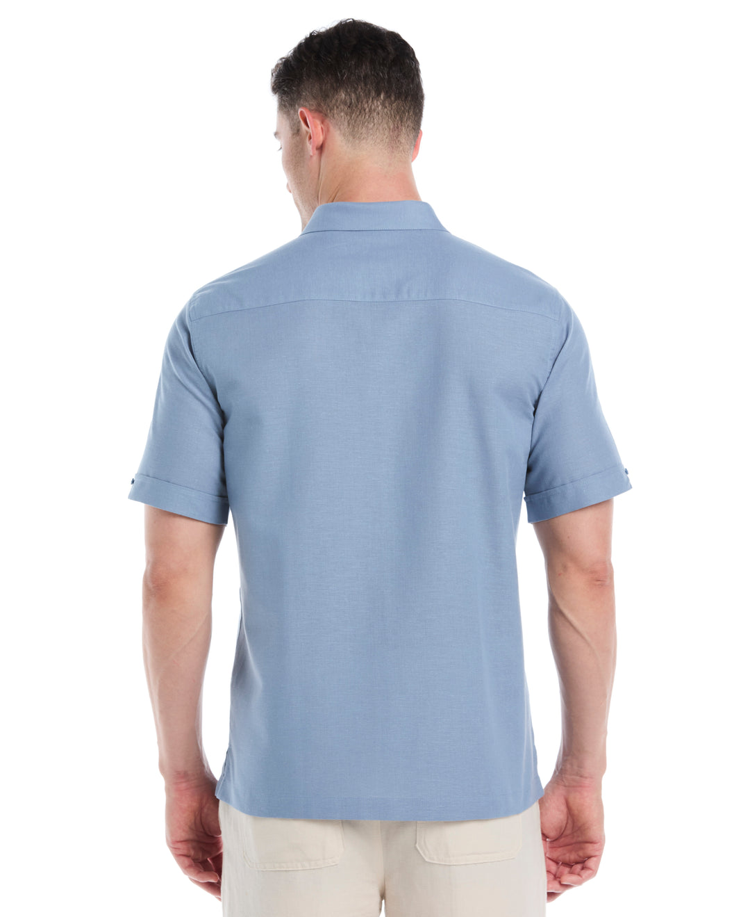 Linen Blend Yarn Dye Panel Shirt (Windward Blue) 