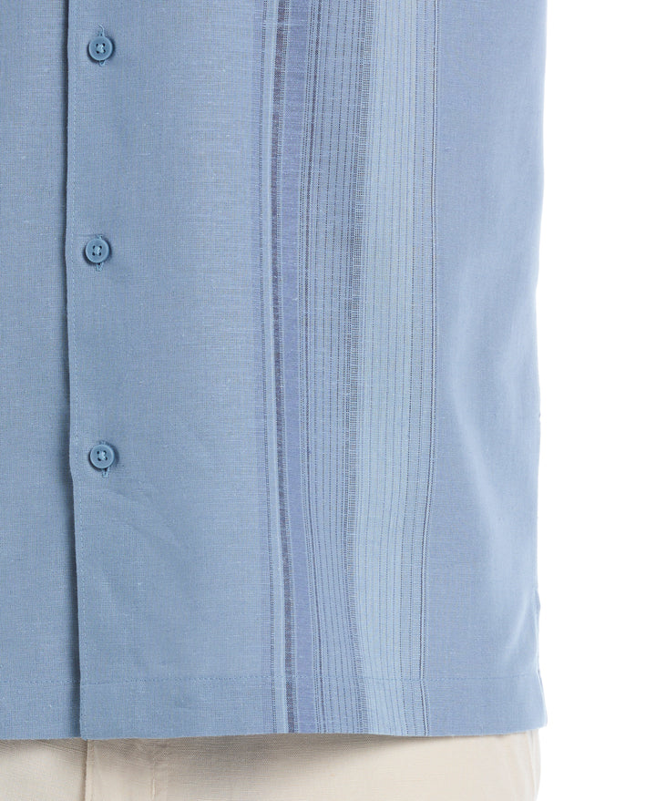 Linen Blend Yarn Dye Panel Shirt (Windward Blue) 
