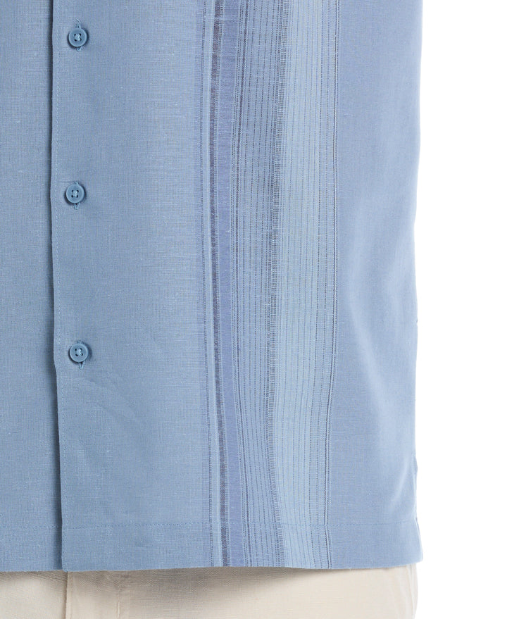 Linen Blend Yarn Dye Panel Shirt (Windward Blue) 
