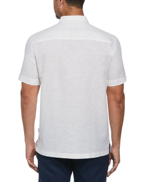 Linen Blend Yarn Dye Panel Shirt (Brilliant White) 