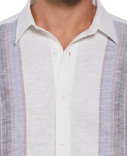 Linen Blend Yarn Dye Panel Shirt (Brilliant White) 