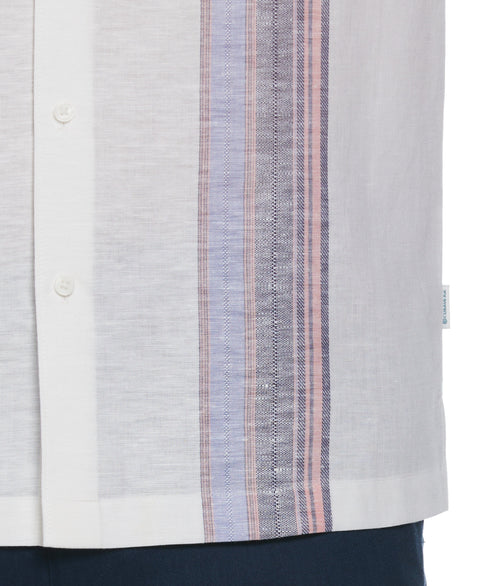 Linen Blend Yarn Dye Panel Shirt (Brilliant White) 