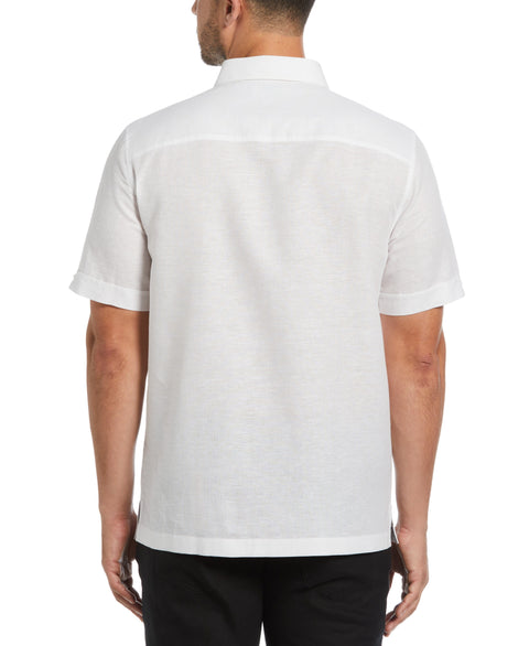 Linen Blend Yarn Dyed Panel Shirt (Brilliant White) 