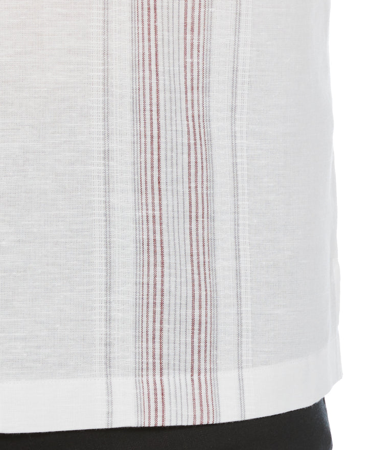Big & Tall Linen Blend Yarn Dyed Panel Shirt (Brilliant White) 