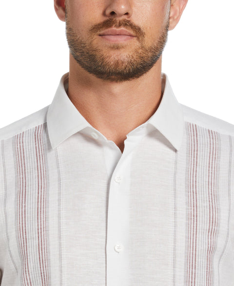 Linen Blend Yarn Dyed Panel Shirt (Brilliant White) 
