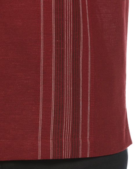 Linen Blend Yarn Dyed Panel Shirt (Cabernet) 