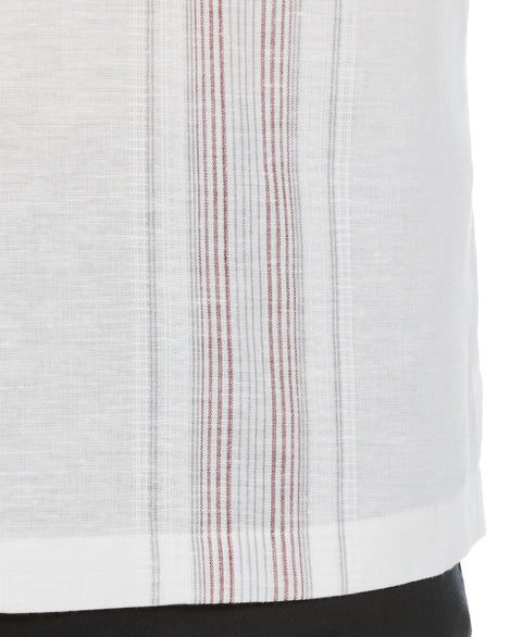 Linen Blend Yarn Dyed Panel Shirt (Brilliant White) 