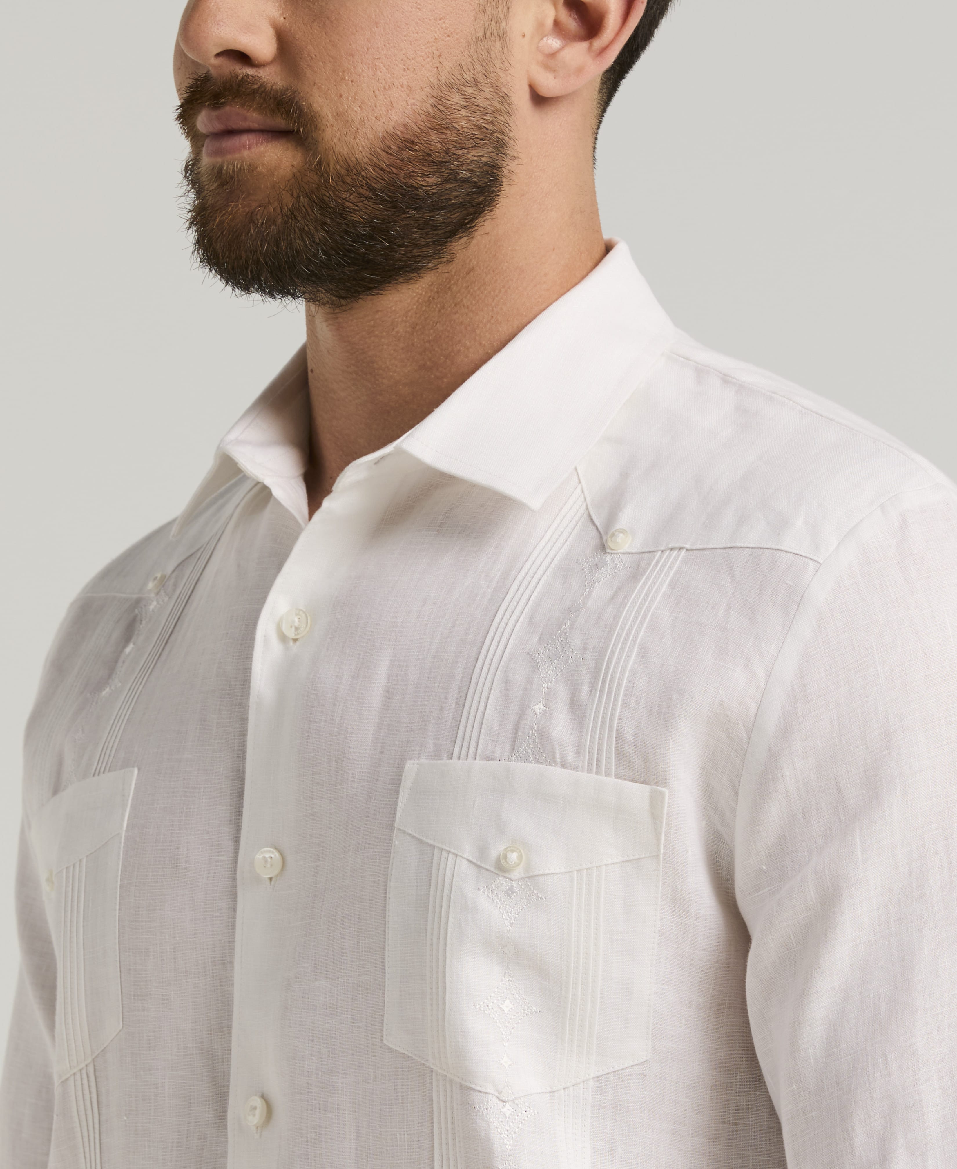 Linen Embroidered French Cuff Guayabera Shirt – Cubavera