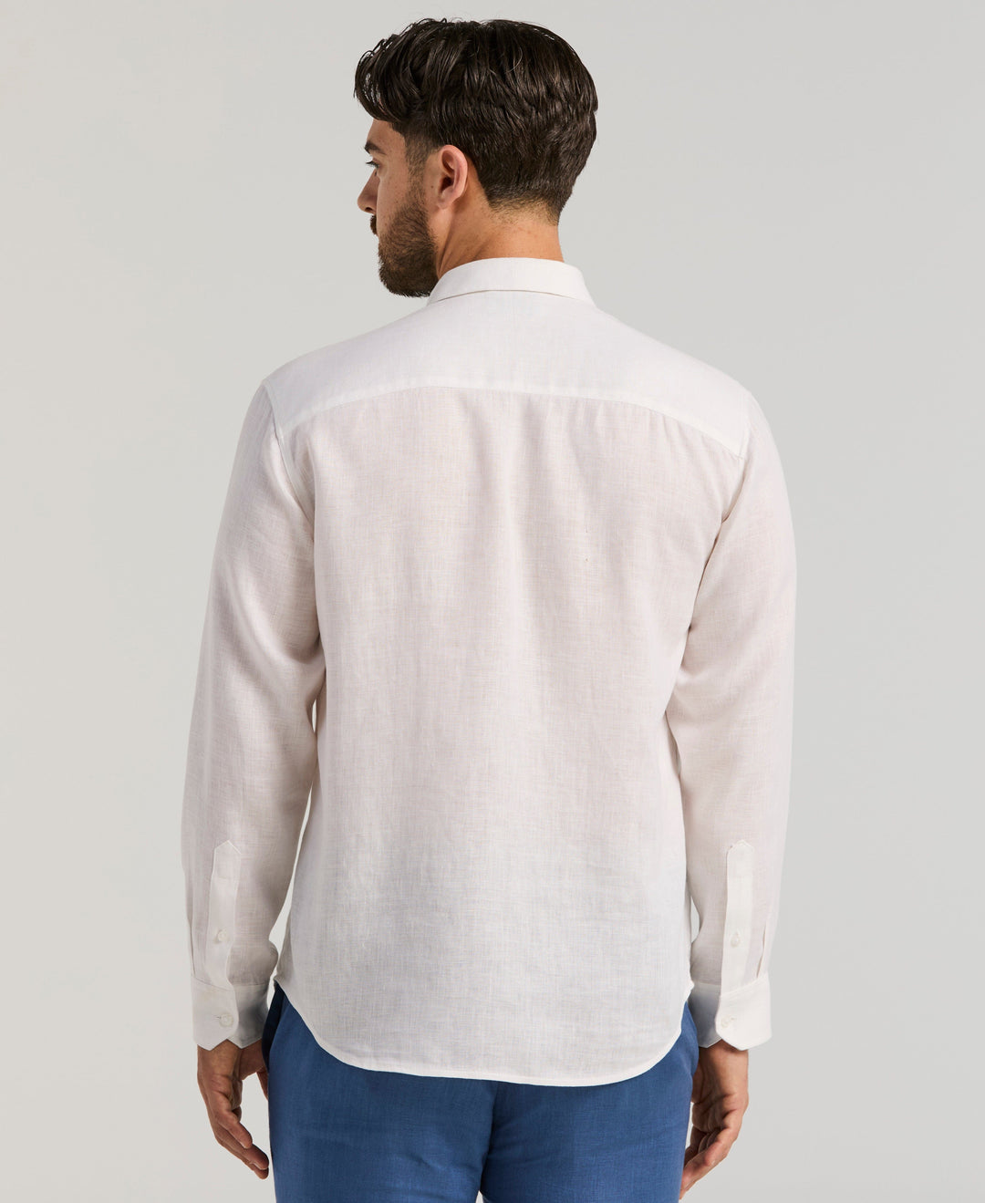 Linen Embroidered Tuck Panel Guayabera Shirt (Brilliant White) 