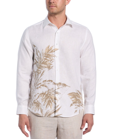 Linen Engineered Tropical Print Shirt (Brilliant White/Dune) 
