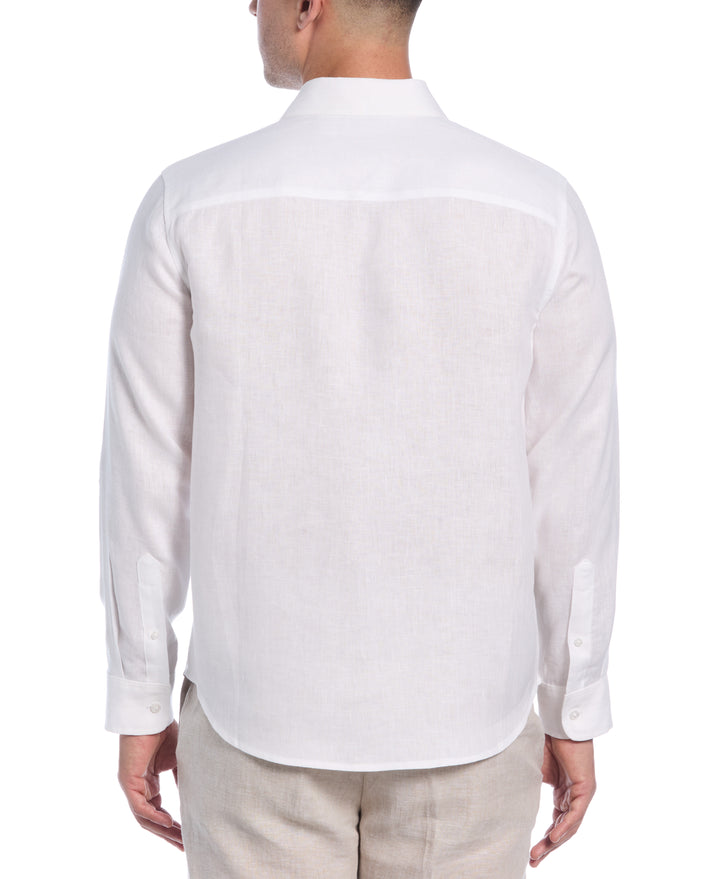 Linen Engineered Tropical Print Shirt (Brilliant White/Dune) 