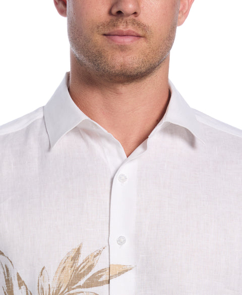 Linen Engineered Tropical Print Shirt (Brilliant White/Dune) 