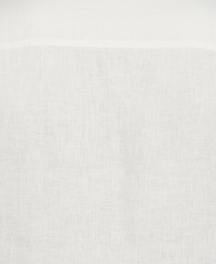 Linen Eyelet Panel Guayabera Shirt (Egret) 
