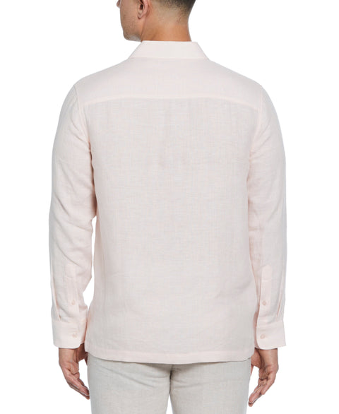 Linen Guayabera Shirt (Tropical Peach) 