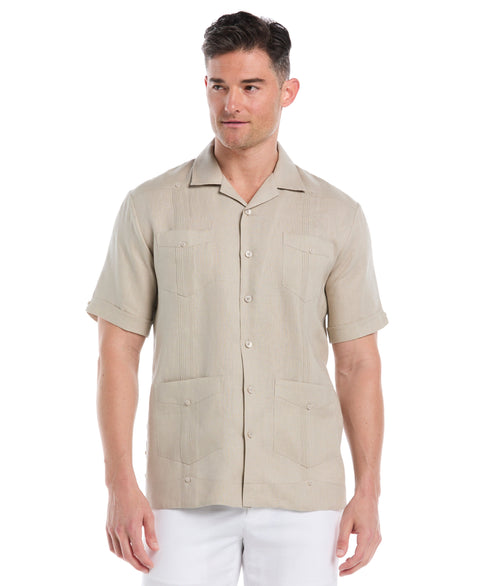 Linen Short Sleeve Guayabera Shirt (Island Fossil) 