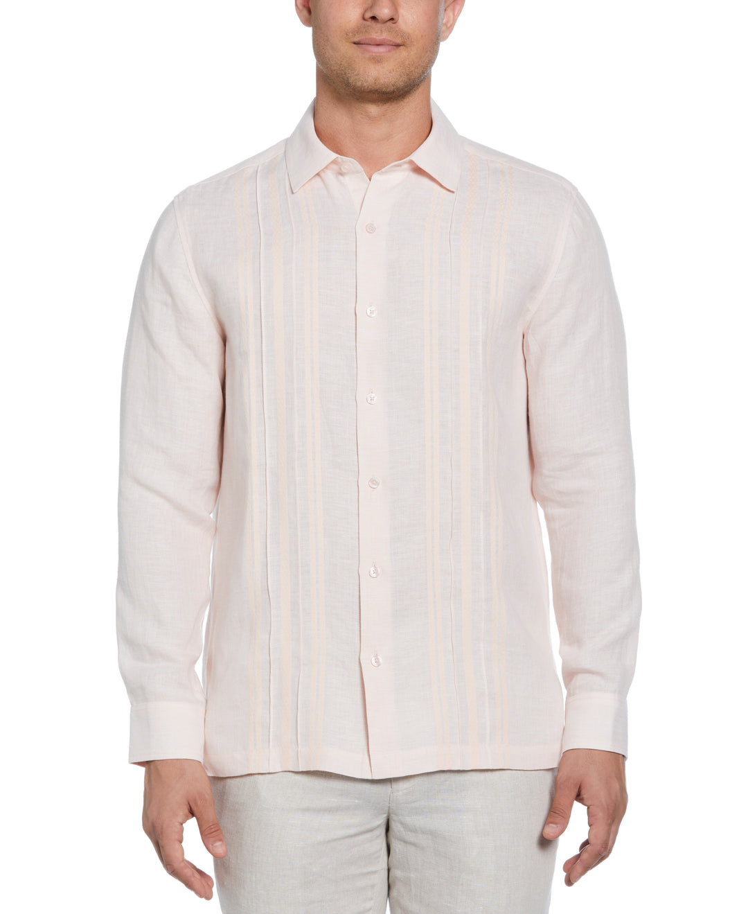 Linen Guayabera Shirt (Tropical Peach) 