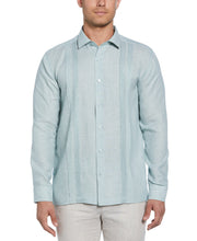 Linen Multi-Tuck Guayabera Shirt (Blue Surf) 