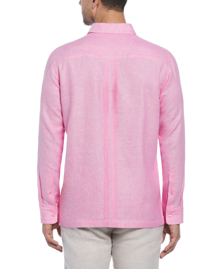 Linen Multi-Tuck Guayabera Shirt (Strawberry Moon) 
