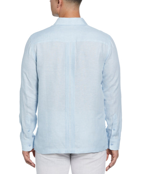 Linen Multi-Tuck Guayabera Shirt (Parisian Blue) 