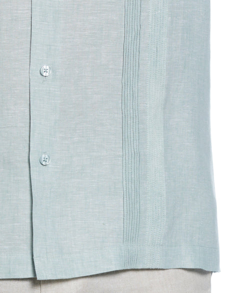 Linen Multi-Tuck Guayabera Shirt (Blue Surf) 