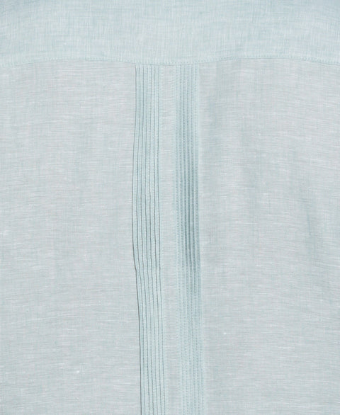 Linen Multi-Tuck Guayabera Shirt (Blue Surf) 
