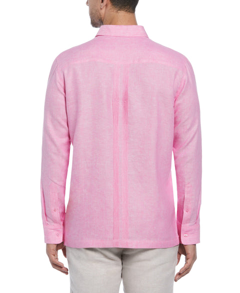 Linen Multi-Tuck Guayabera Shirt (Strawberry Moon) 