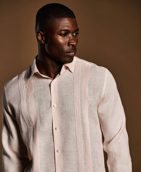 Linen Multi-Tuck Guayabera Shirt-Guayaberas-Cubavera Collection