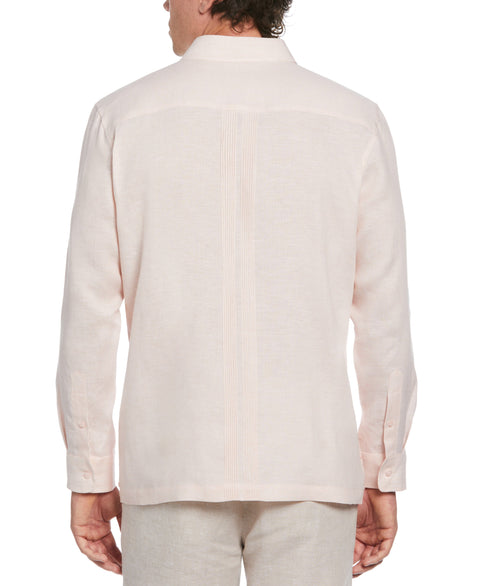 Linen Multi-Tuck Guayabera Shirt (Peach Whip) 