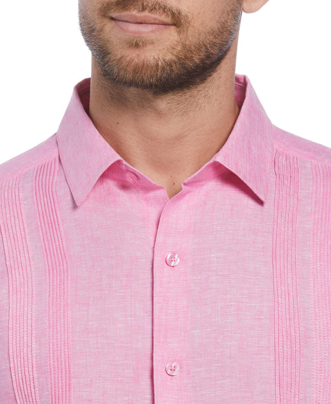 Linen Multi-Tuck Guayabera Shirt (Strawberry Moon) 
