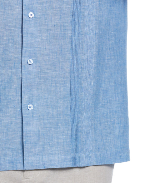 Linen Multi-Tuck Guayabera Shirt (Parisian Blue) 