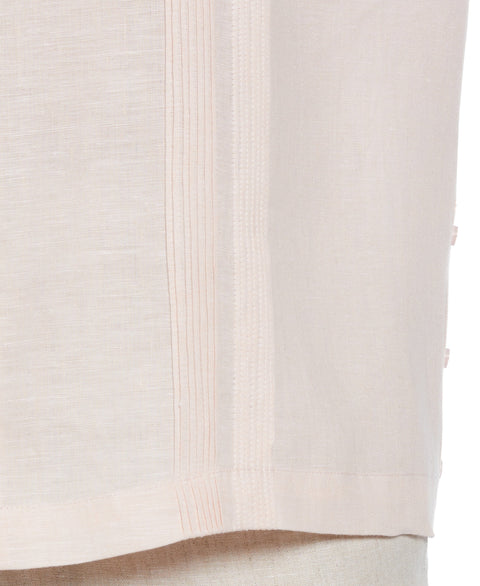 Linen Multi-Tuck Guayabera Shirt (Peach Whip) 
