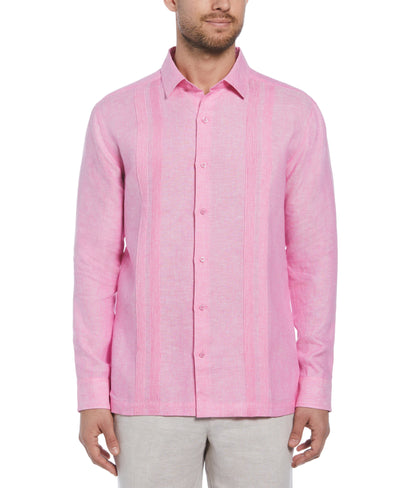 Linen Multi-Tuck Guayabera Shirt (Strawberry Moon) 
