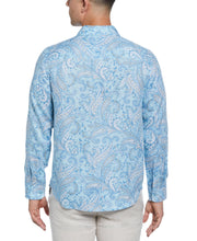Long Sleeve Linen Allover Paisley Printed Shirt (Dream Blue) 