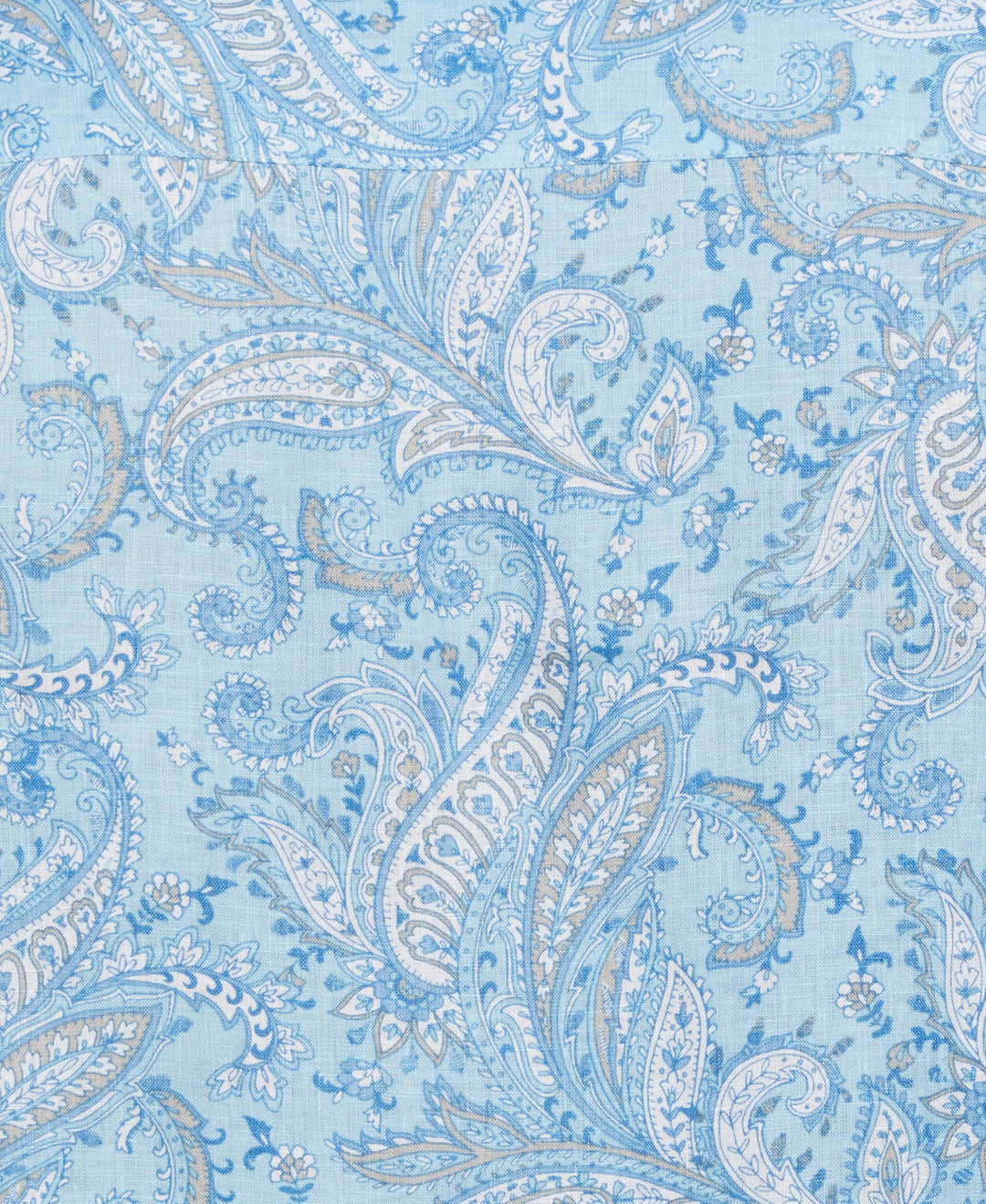 Long Sleeve Linen Allover Paisley Printed Shirt (Dream Blue) 