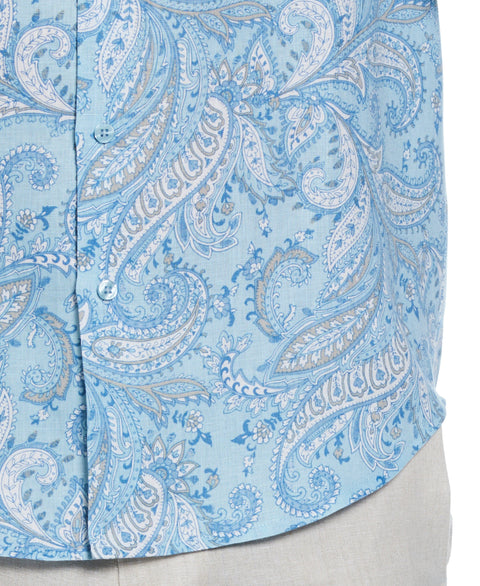 Long Sleeve Linen Allover Paisley Printed Shirt (Dream Blue) 