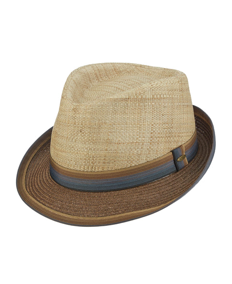 Matte Raffia Fedora With Paper Braid Brim-Hats-Cubavera